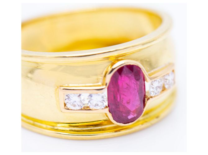 Autre Marque Goldring mit Rubin in ovaler Größe Golden - Ansicht 4