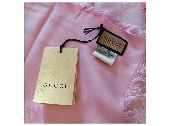Sciarpa Gucci Rosa Monogramma Floreale in Cashmere e Modal - vista 2