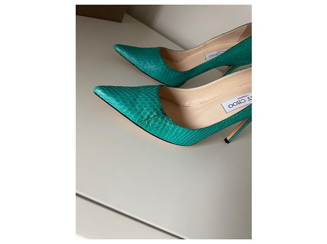 Jimmy Choo Absatzschuhe aus exotischem Leder grün - Ansicht 10