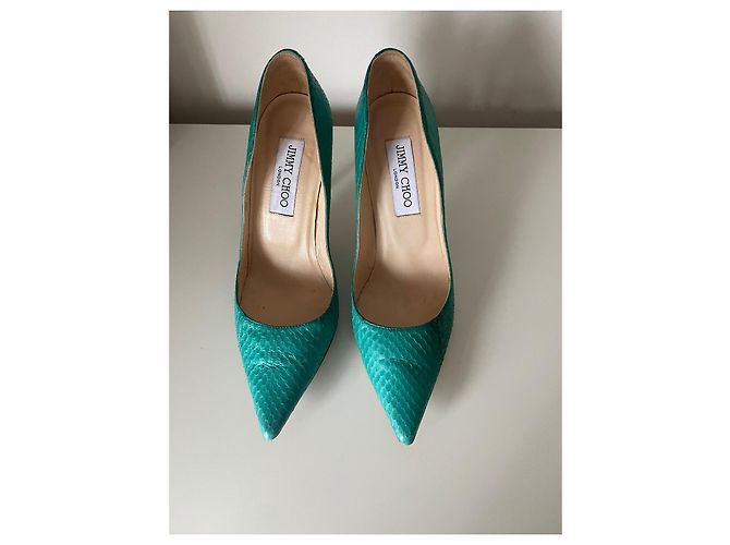 Jimmy Choo Absatzschuhe aus exotischem Leder grün - Ansicht 2