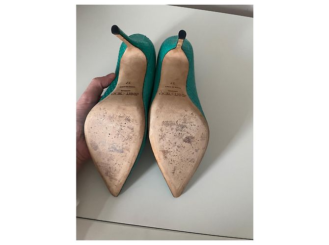 Jimmy Choo Absatzschuhe aus exotischem Leder grün - Ansicht 9