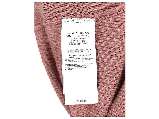 Giorgio Armani Rollkragenpullover von Armani Jeans aus rosafarbener Wolle - Ansicht 4