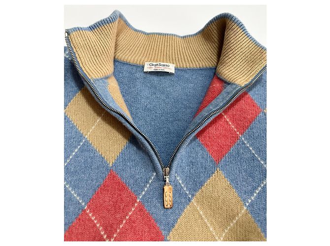 Autre Marque Gran Sasso Rautenpullover Merinowolle und Kaschmir Mehrfarben - Ansicht 5