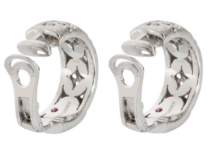 Pendientes de aro con clip Granada de Roberto Coin 18K oro blanco 3/8 por cierto Plata Metálico - vista 4