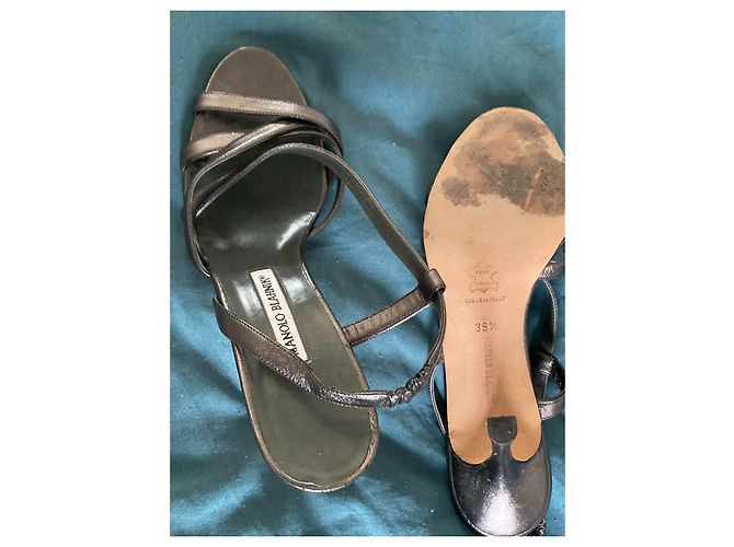 Sandali Manolo Blahnik Verde oliva - vista 2