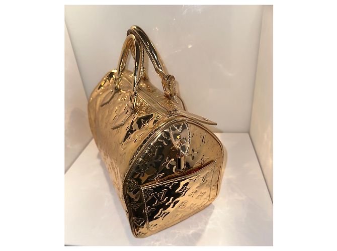 Louis Vuitton Speedy 30 Specchio Borsa a mano in pelle oro D'oro - Ansicht 4