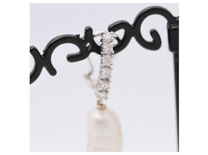 Autre Marque Ohrringe mit Barockperle und Diamanten Weiß - Ansicht 2