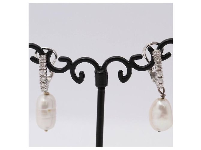 Autre Marque Ohrringe mit Barockperle und Diamanten Weiß - Ansicht 4