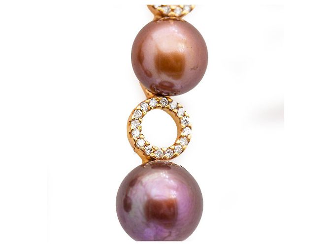 Autre Marque Ohrringe mit Diamanten und Perlen Golden - Ansicht 2