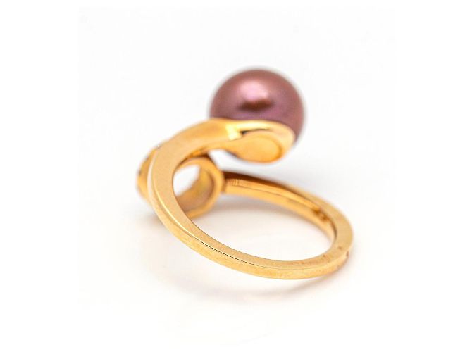Autre Marque Ring mit Diamanten und Perlen. Golden - Ansicht 3