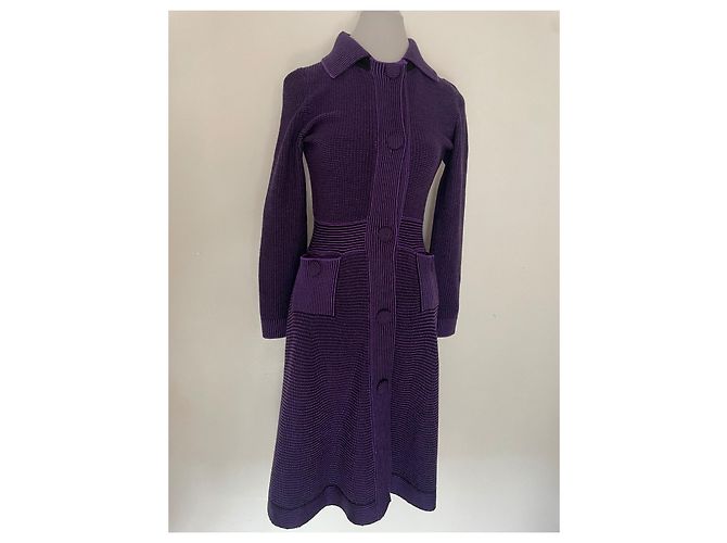 Abrigo largo Dior de lana morado oscuro - vista 3
