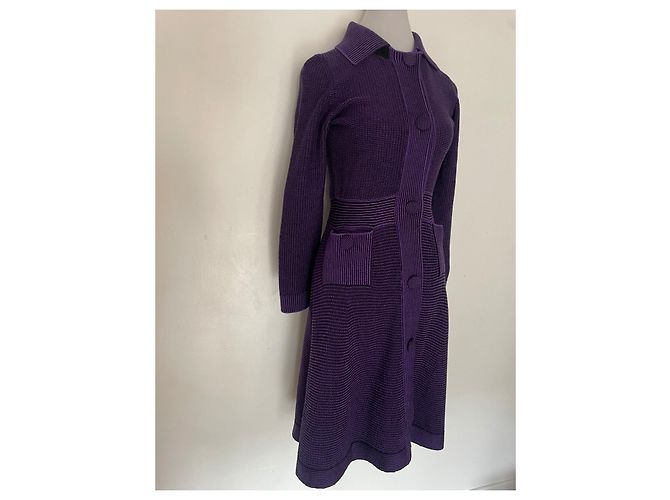 Abrigo largo Dior de lana morado oscuro - vista 4