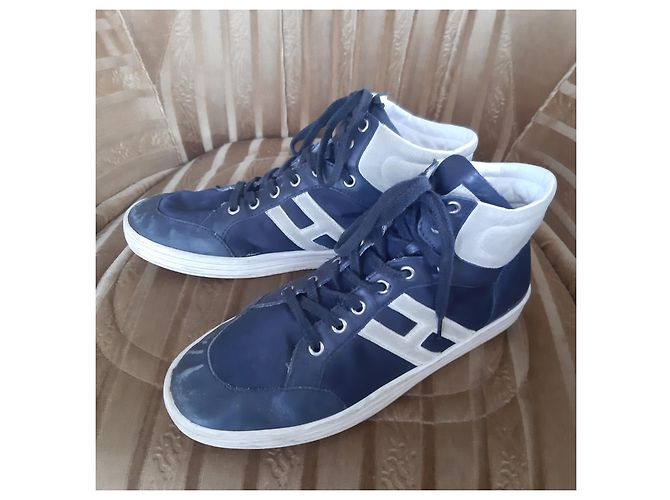 Sneakers Alte Hogan Blu Scuro Pelle d'Agnello - vista 2