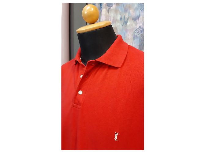 Polo Saint Laurent in cotone piqué rosso XL - vista 2