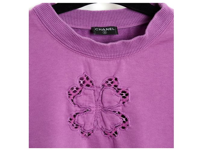 Chanel top 2019 Sudadera con trébol bordado Rosa Púrpura - vista 2