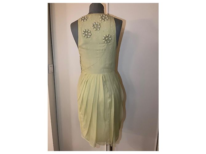Christian Dior Robe, Lackfarben Cocktail-Chiffon Hellgrün - Ansicht 2