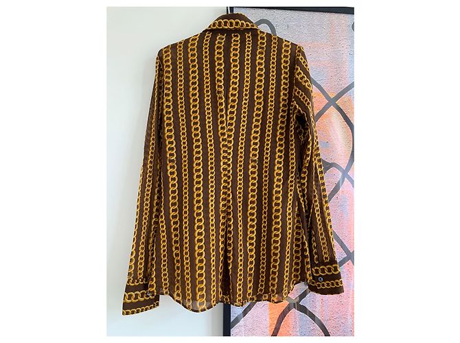 Camicetta Dolce & Gabbana con Stampa a Catena Cotone Marrone - vista 3