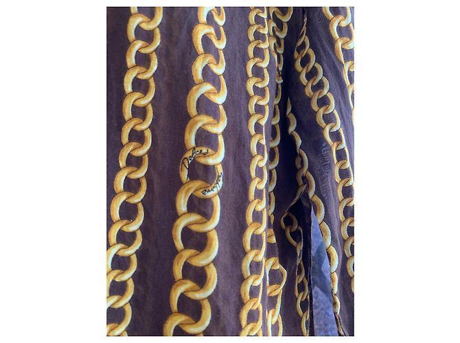 Camicetta Dolce & Gabbana con Stampa a Catena Cotone Marrone - vista 4