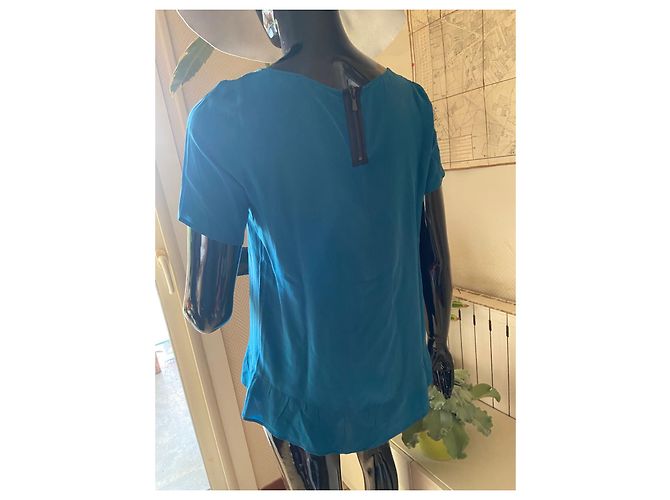 Top de seda azul pato Gerard Darel - vista 3