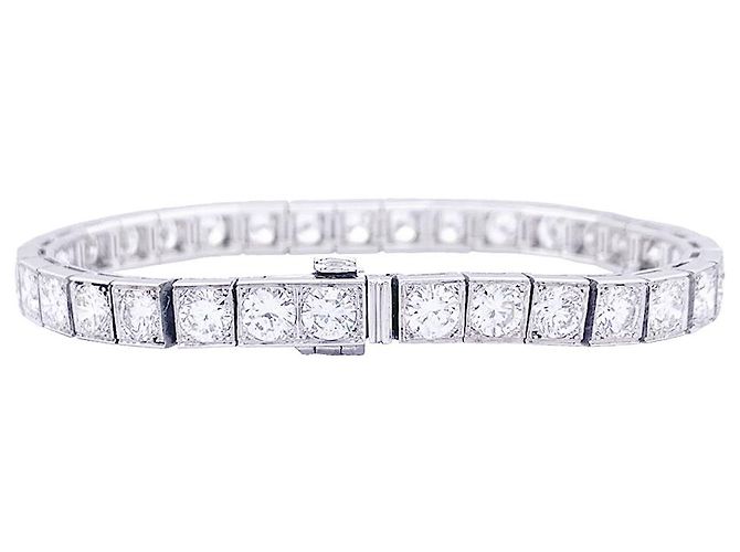 inconnue Bracciale linea oro bianco, Platino, Diamants. - vista 2