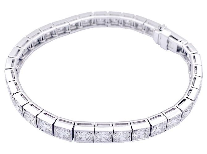 inconnue Bracciale linea oro bianco, Platino, Diamants. - vista 3