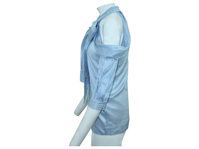 Erdem Camisa de hombros abiertos a rayas azules - vista 4