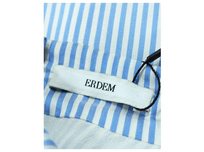 Erdem Camisa de hombros abiertos a rayas azules - vista 5