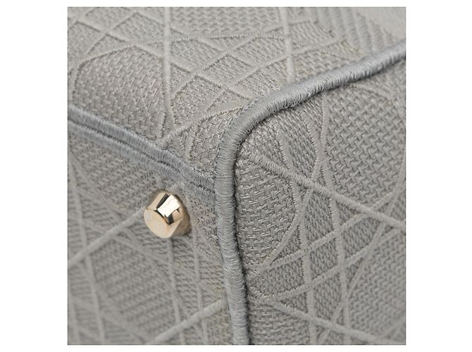 Dior Gray Medium Embroidered Canvas Cannage Lady D Lite - vista 19