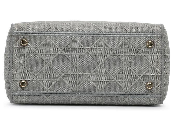 Dior Gray Medium Embroidered Canvas Cannage Lady D Lite - vista 5