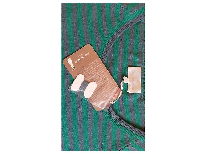 Camisola Eric Bompard Listrada Verde e Cinza de Cachemir e Seda L Multicor - vista 6