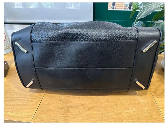 LOEWE AMAZONA 75 Borsa oversize con stampa Anagram in pelle nera Nero - vista 6