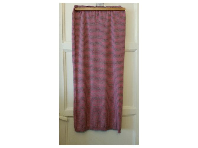 Falda Eric Bompard de rayas en cachemir rosa y gris - vista 2