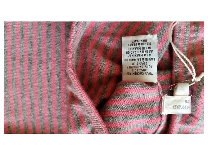 Falda Eric Bompard de rayas en cachemir rosa y gris - vista 5