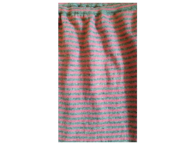 Falda Eric Bompard de rayas de cachemir rosa y gris L - vista 5