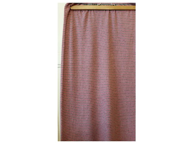 Falda Eric Bompard de rayas de cachemir rosa y gris L - vista 6