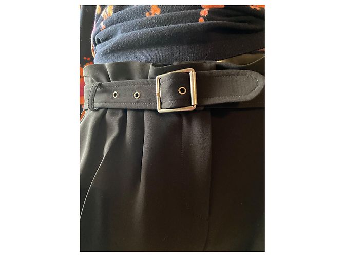 Tara Jarmon Pantalón cropped negro con cinturón - vista 5
