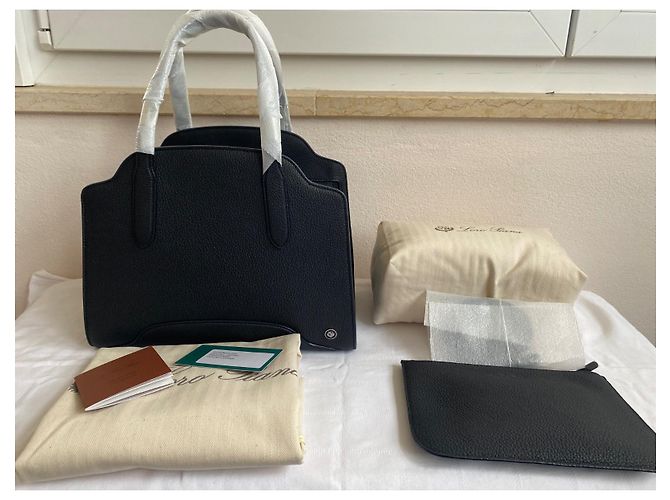 Borsa Loro Piana Sesia in pelle di vitello nera Nero - vista 5