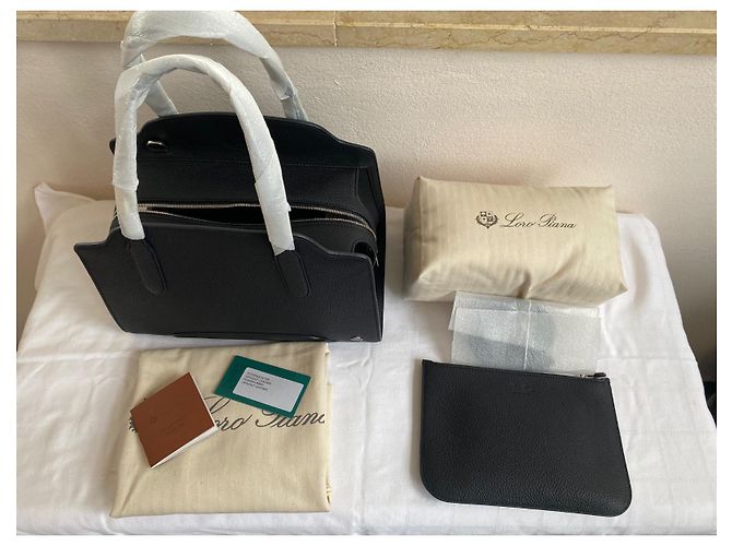 Borsa Loro Piana Sesia in pelle di vitello nera Nero - vista 8