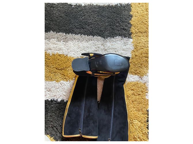 Stivali Prada in pelle di cervo neri e oro Nero - vista 6