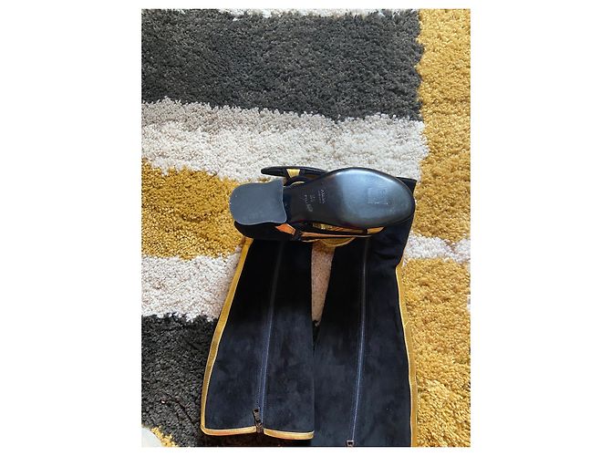 Stivali Prada in pelle di cervo neri e oro Nero - vista 7