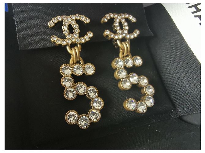 iconici orecchini a clip a goccia CHANEL CC Metallico - vista 4