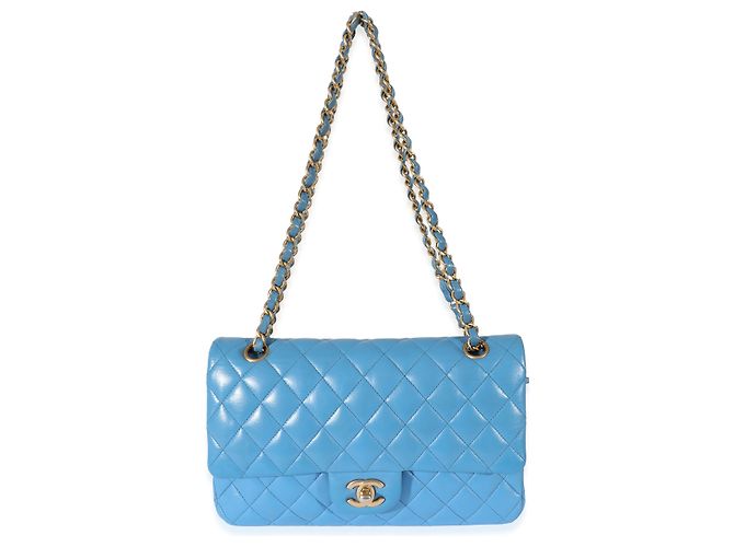 Timeless Chanel Lambskin Blue Quilted Medium gefütterte Klappentasche Blau - Ansicht 2