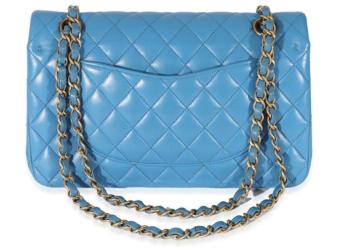 Timeless Chanel Lambskin Blue Quilted Medium gefütterte Klappentasche Blau - Ansicht 4