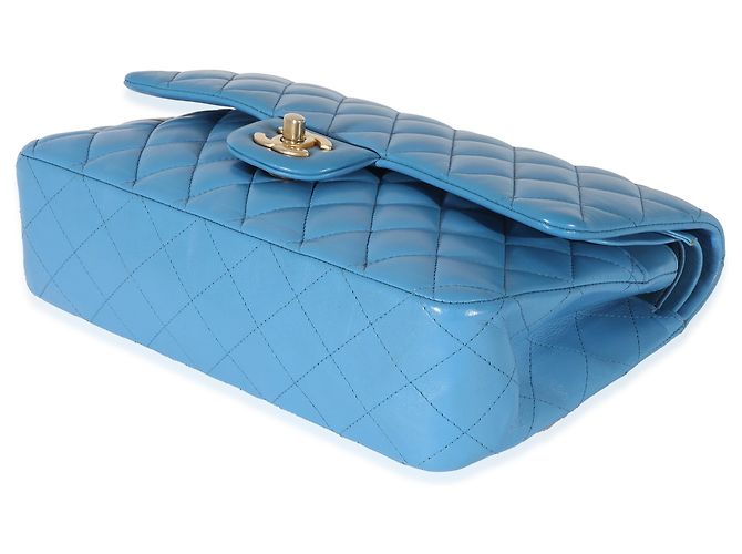 Timeless Chanel Lambskin Blue Quilted Medium gefütterte Klappentasche Blau - Ansicht 5