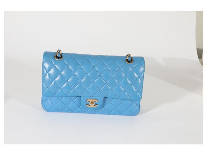 Timeless Chanel Lambskin Blue Quilted Medium gefütterte Klappentasche Blau - Ansicht 7