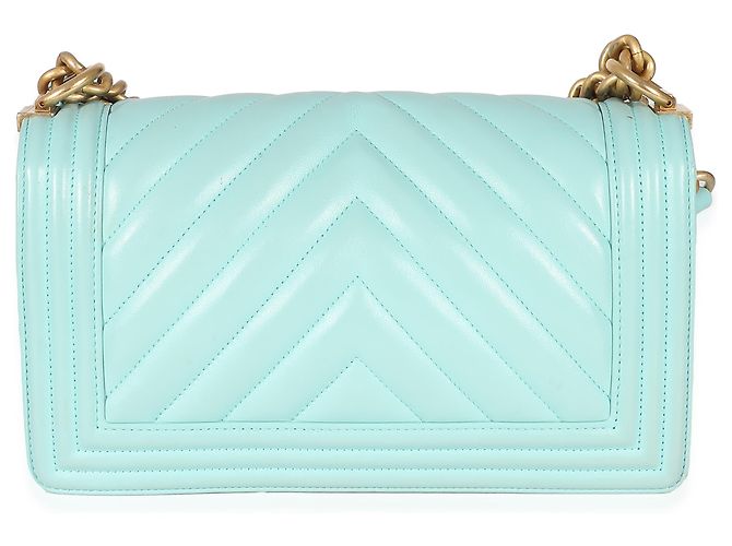 Chanel Light Blue Chevron Lambskin Medium Boy Bag - view 2