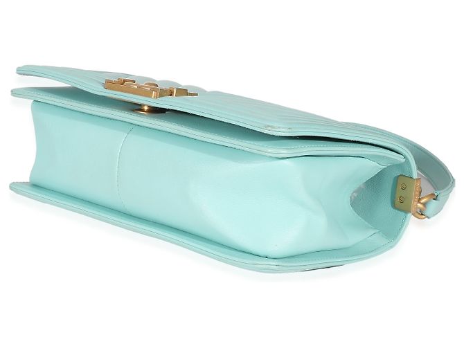 Chanel Light Blue Chevron Lambskin Medium Boy Bag - view 4