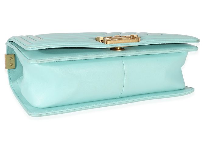Chanel Light Blue Chevron Lambskin Medium Boy Bag - view 5