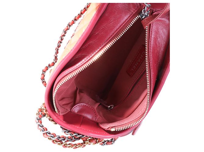 Chanel laranja e vermelho couro de bezerro envelhecido Chevron acolchoado pequeno Gabrielle Hobo - vista 5