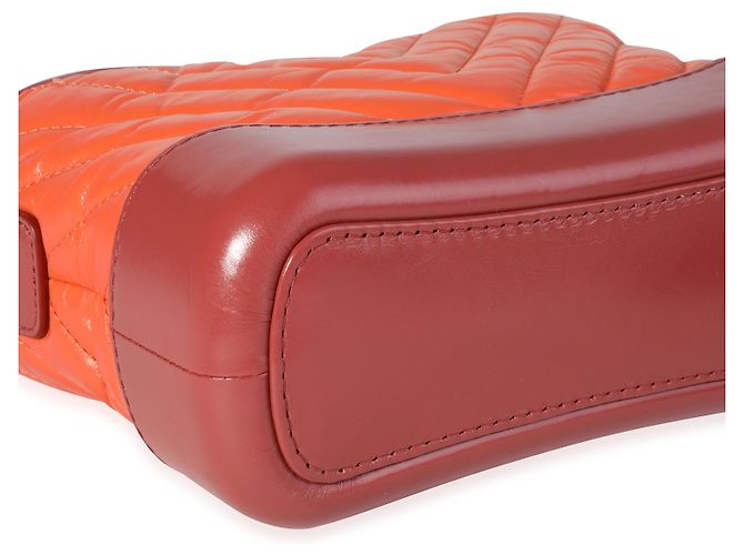 Chanel laranja e vermelho couro de bezerro envelhecido Chevron acolchoado pequeno Gabrielle Hobo - vista 7